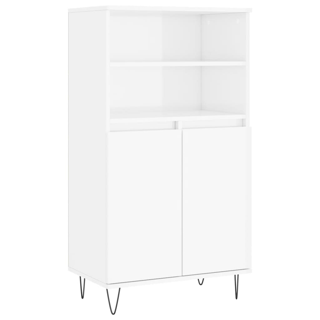 vidaXL Buffet haut Blanc brillant 60x36x110 cm Bois d'ingénierie