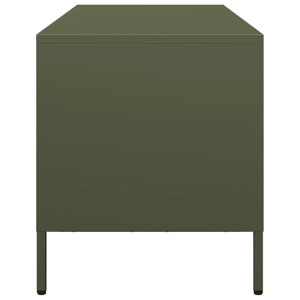 vidaXL Meuble TV vert olive 101,5x39x43,5 cm acier laminé à froid