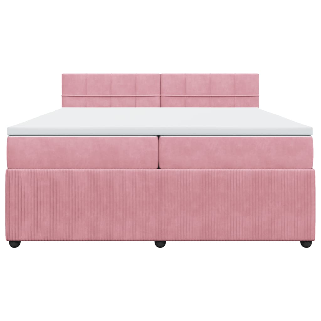 vidaXL Sommier à lattes de lit avec matelas Rose 200x200 cm Velours