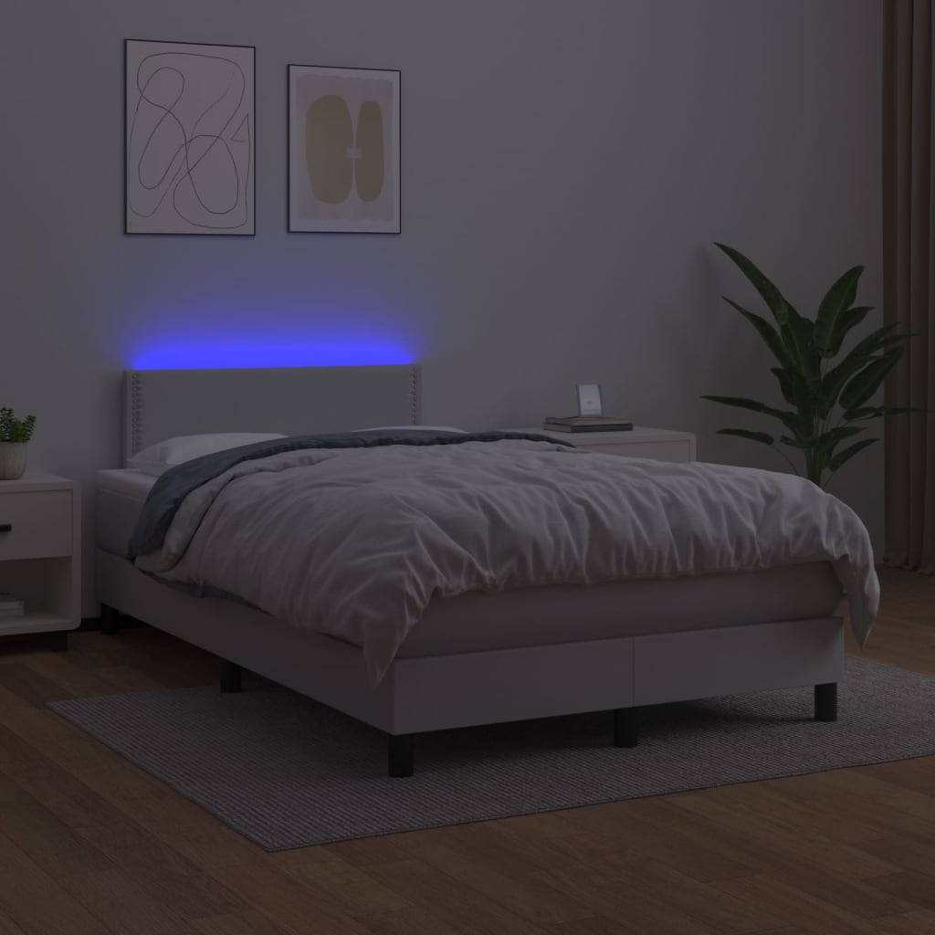 vidaXL Sommier à lattes de lit avec matelas et LED Blanc 120x200 cm