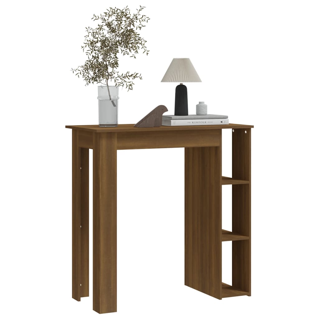 vidaXL Table de bar avec étagère chêne marron bois d'ingénierie