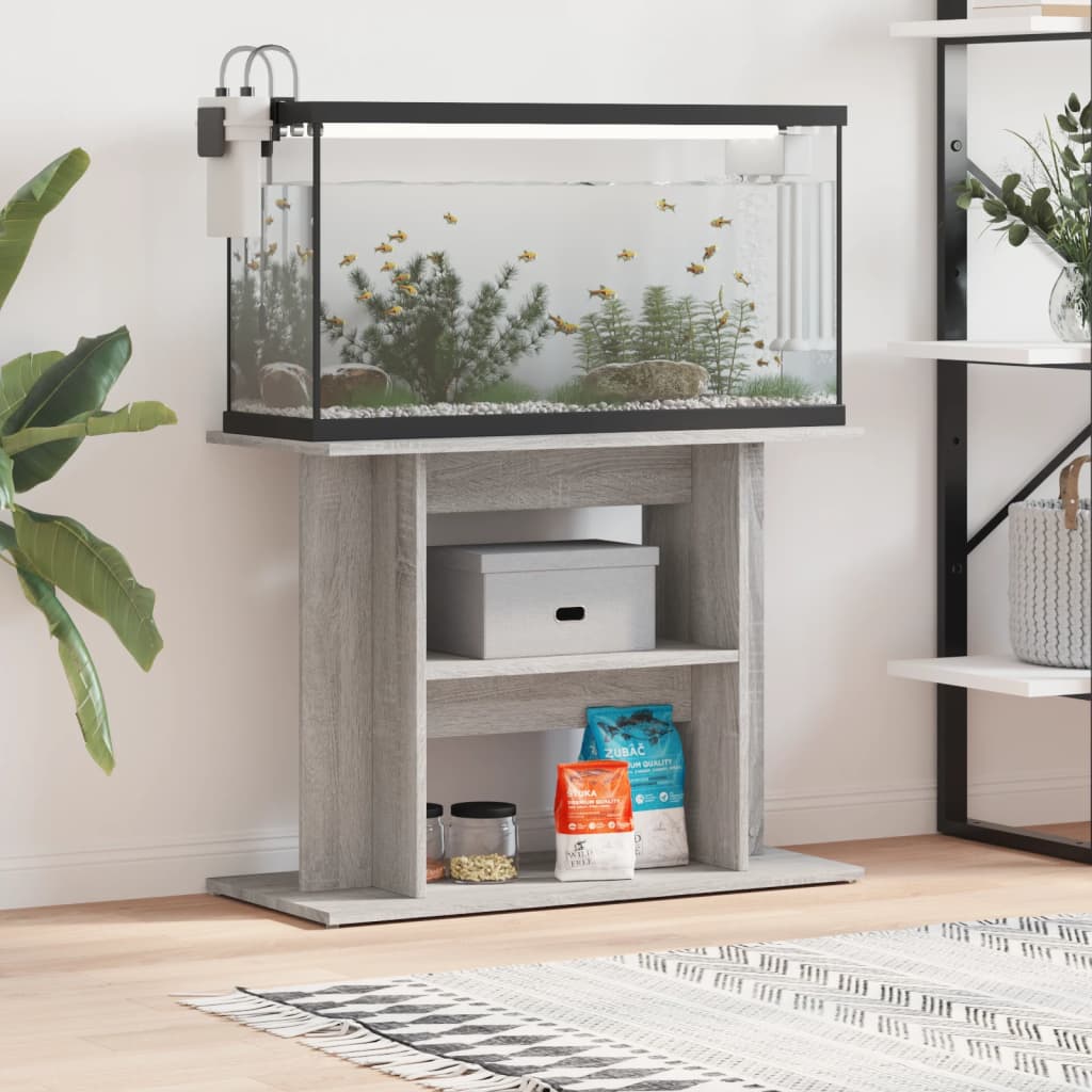 vidaXL Support pour aquarium sonoma gris 80x35x60 cm bois d'ingénierie