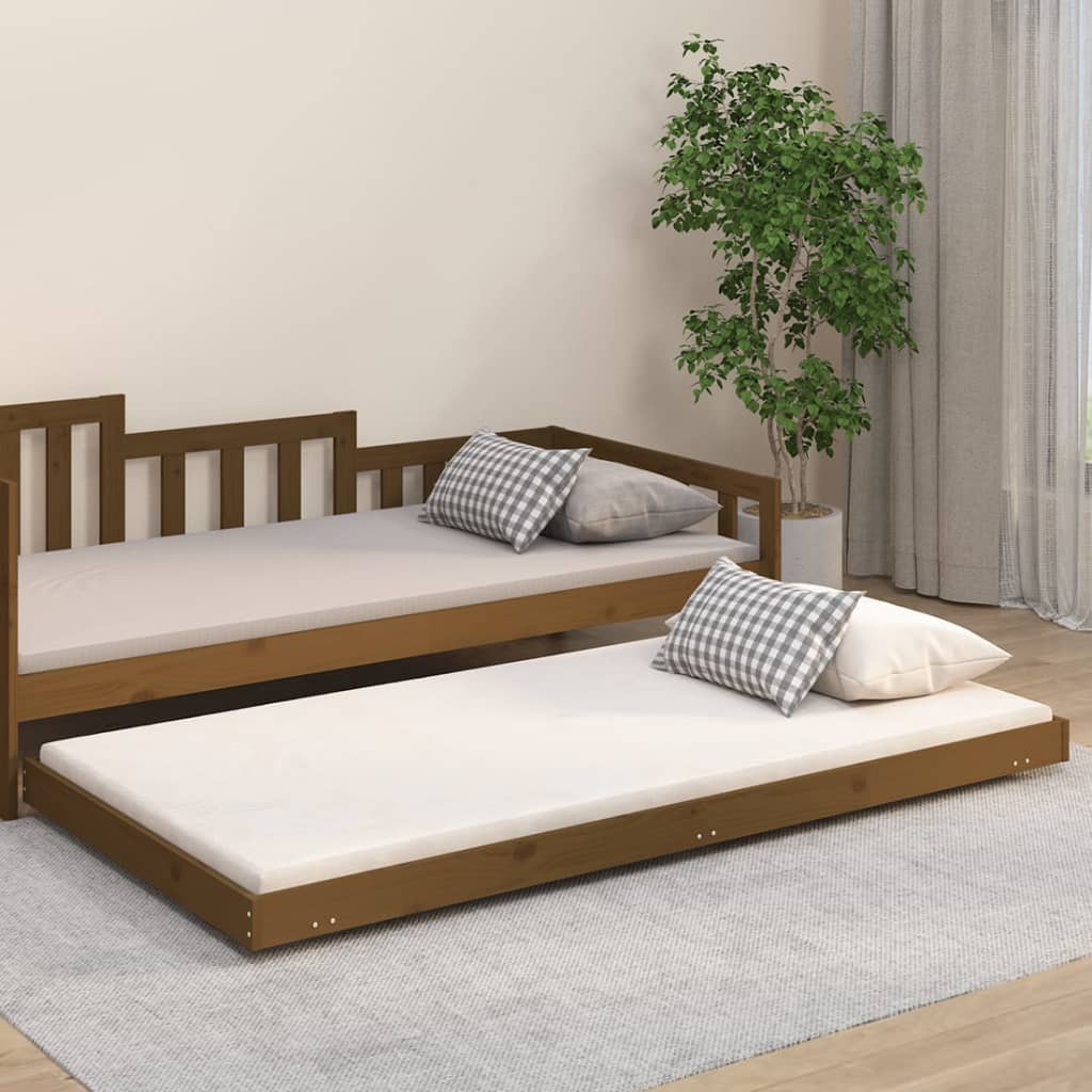 vidaXL Cadre de lit sans matelas marron miel 100x200cm bois pin massif