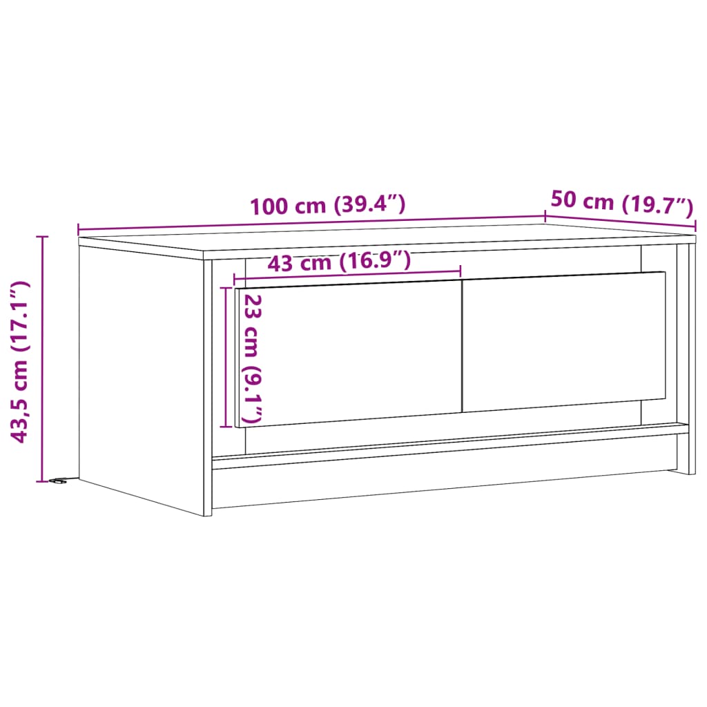 vidaXL Table basse avec lumières LED chêne marron bois d'ingénierie