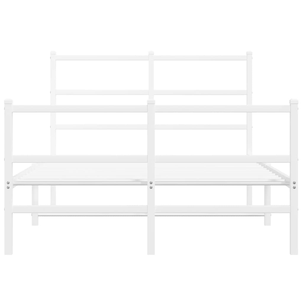 vidaXL Cadre de lit métal sans matelas et pied de lit blanc 120x190 cm