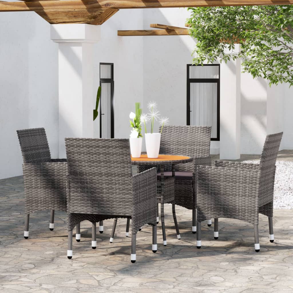 vidaXL Ensemble à manger de jardin 5 pcs Résine tressée Gris