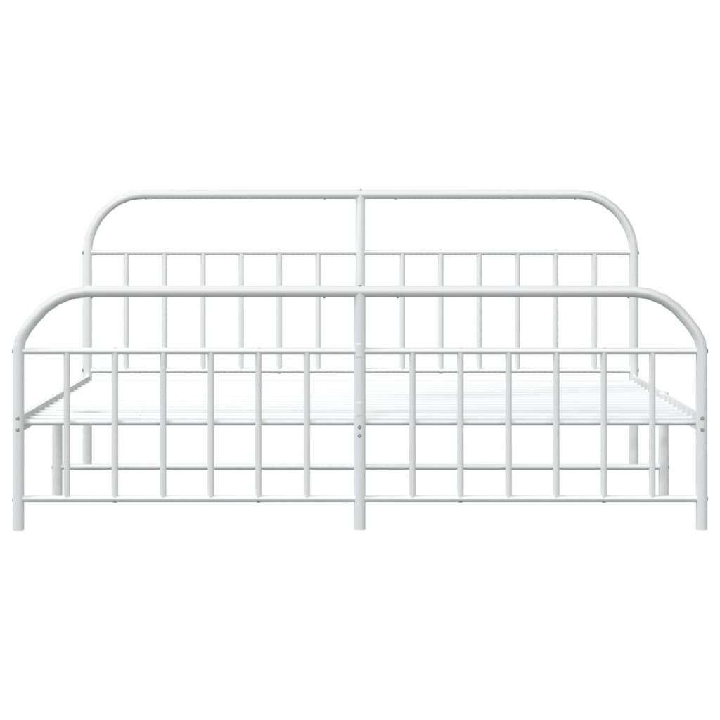 vidaXL Cadre de lit métal sans matelas et pied de lit blanc 193x203 cm