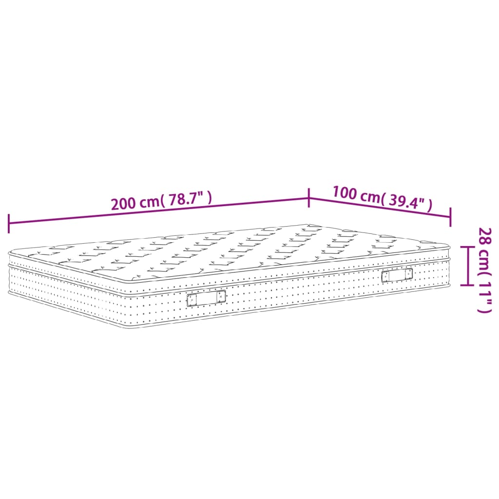 vidaXL Matelas à ressorts ensachés moyen plus 100x200 cm