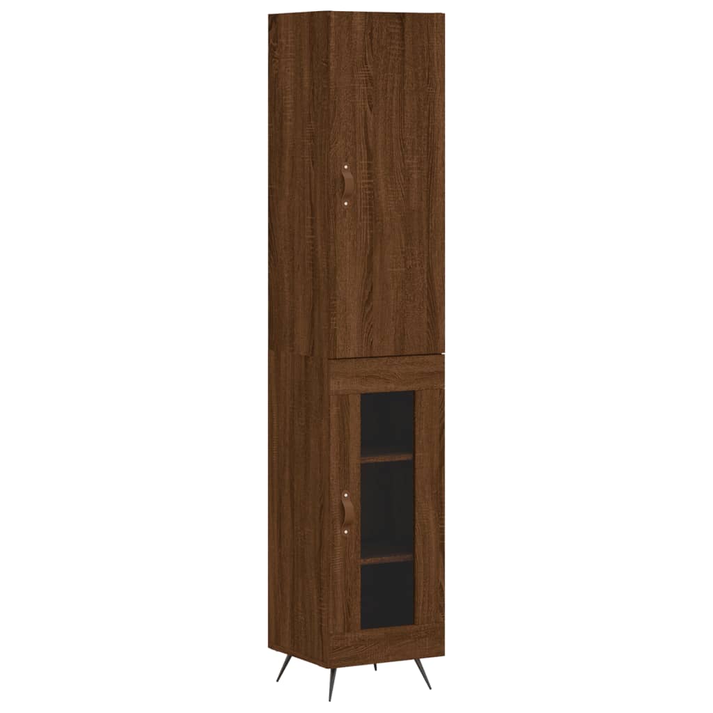 vidaXL Buffet haut Chêne marron 34,5x34x180 cm Bois d'ingénierie