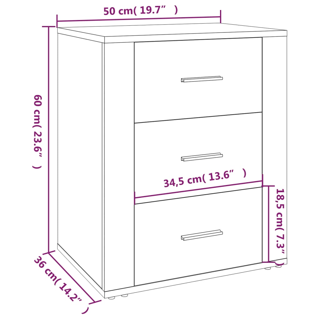 vidaXL Table de chevet Blanc brillant 50x36x60 cm Bois d’ingénierie