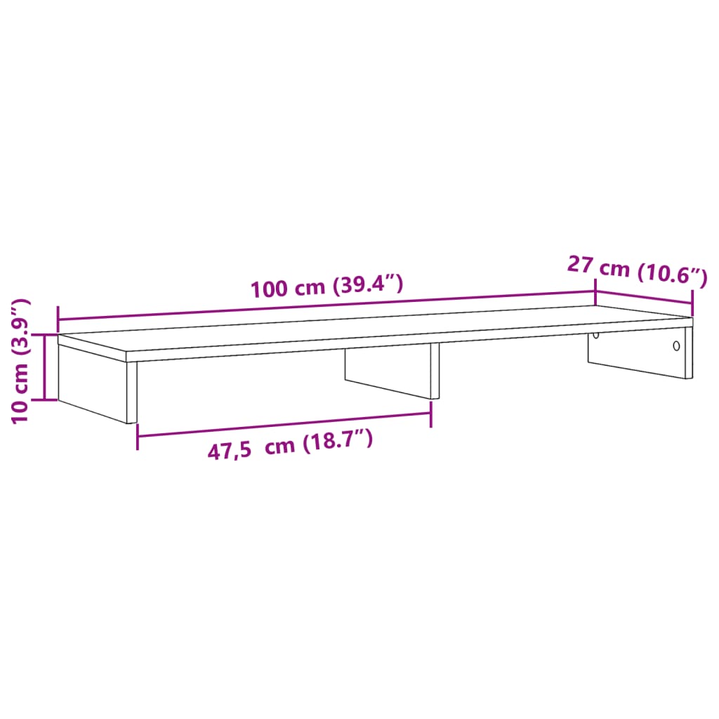 vidaXL Support de moniteur blanc 100x27x10 cm bois d'ingénierie