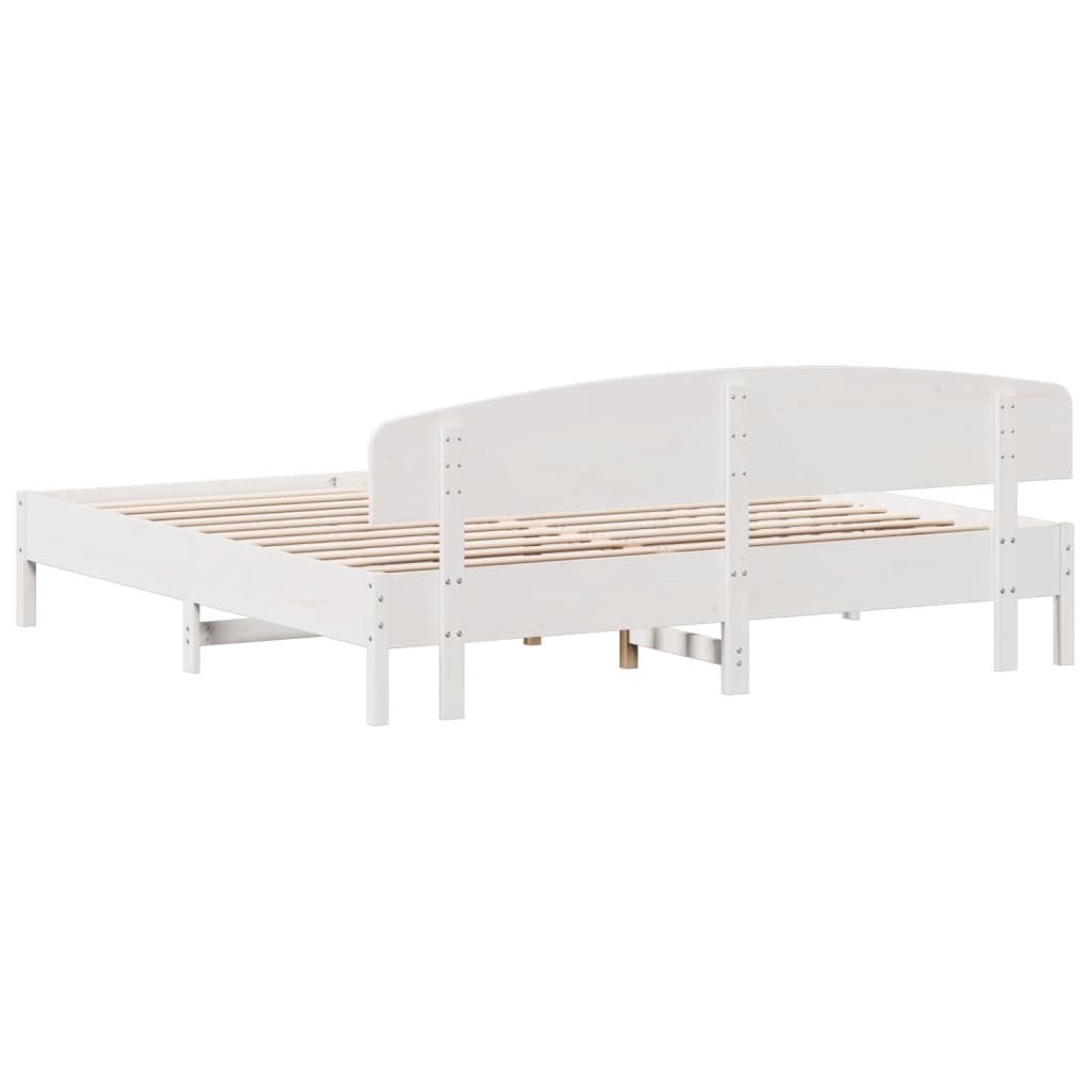 vidaXL Cadre de lit sans matelas blanc 200x200 cm bois massif de pin