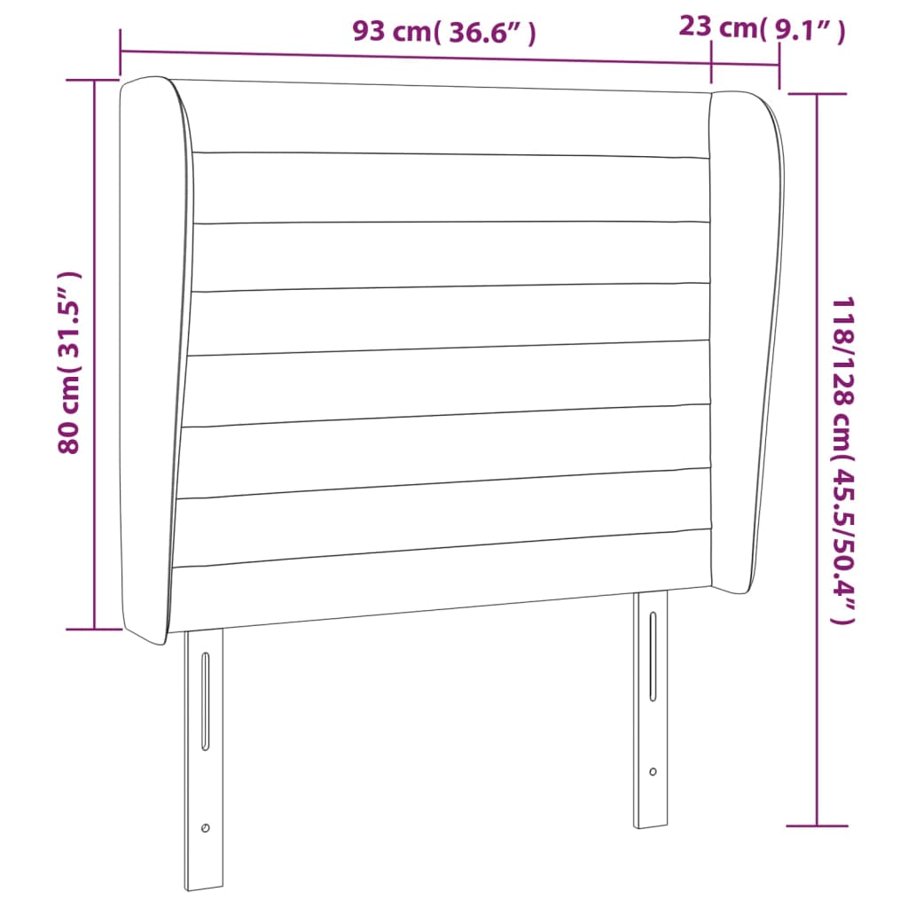 vidaXL Tête de lit avec oreilles Rose 93x23x118/128 cm Velours