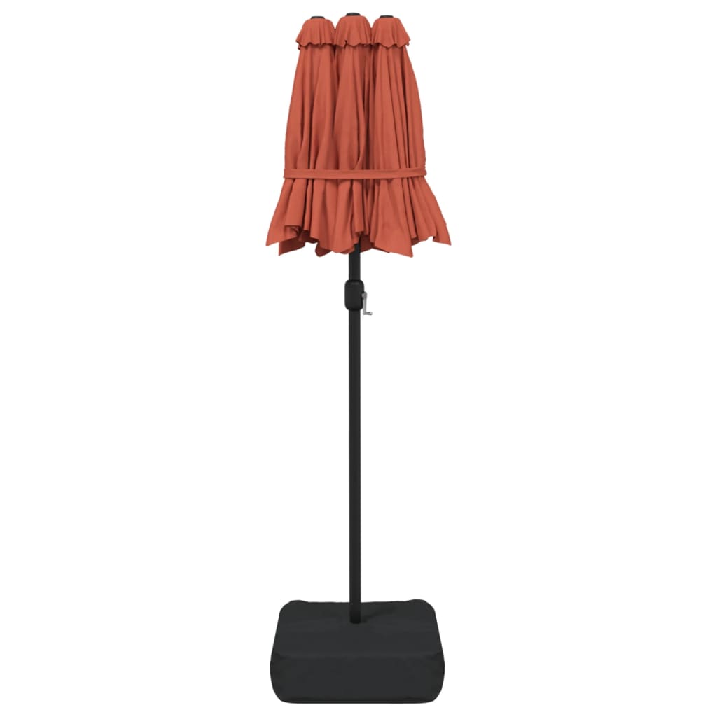 vidaXL Parasol de jardin à double tête avec LED terre cuite 316x240 cm