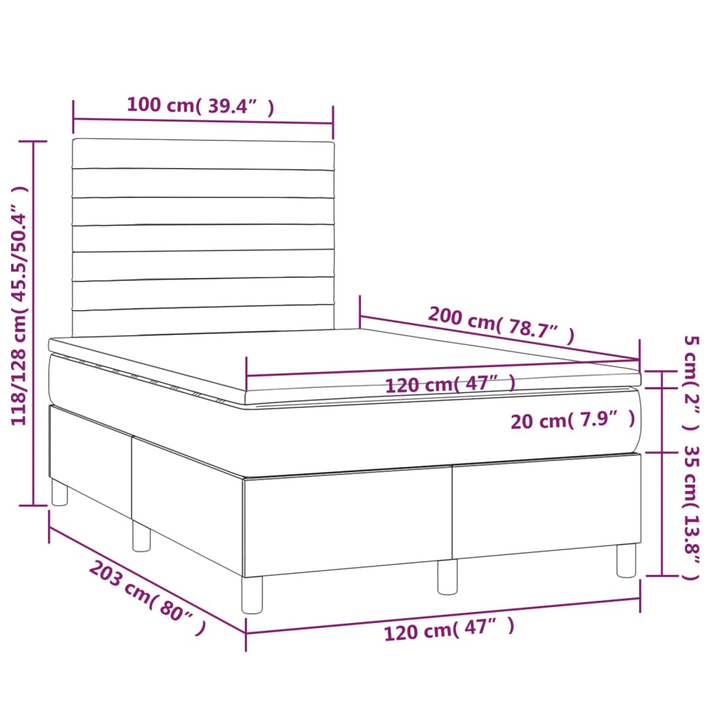 vidaXL Sommier à lattes de lit avec matelas Rose 120x200 cm Velours