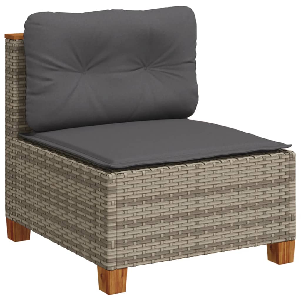 vidaXL Salon de jardin avec coussins 10 pcs gris résine tressée