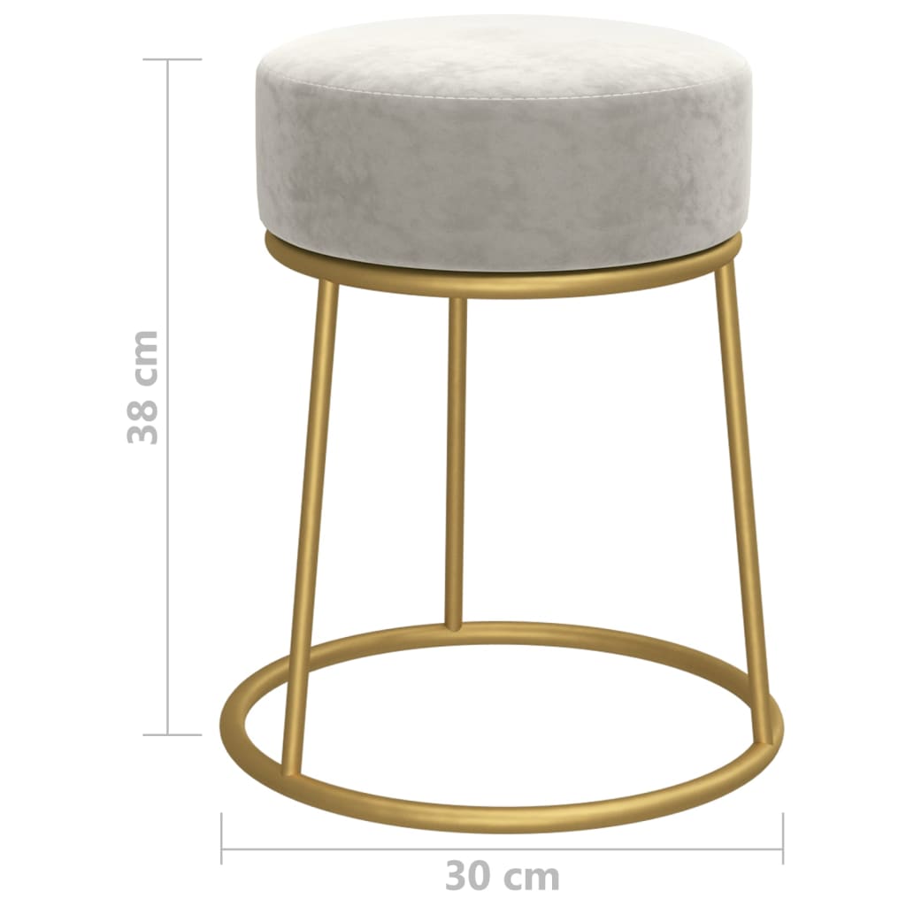 vidaXL Tabouret rond Gris clair Velours