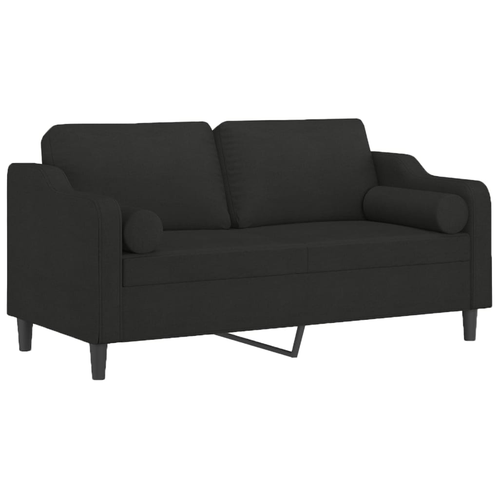 vidaXL Canapé 2 places avec oreillers décoratifs noir 140 cm tissu