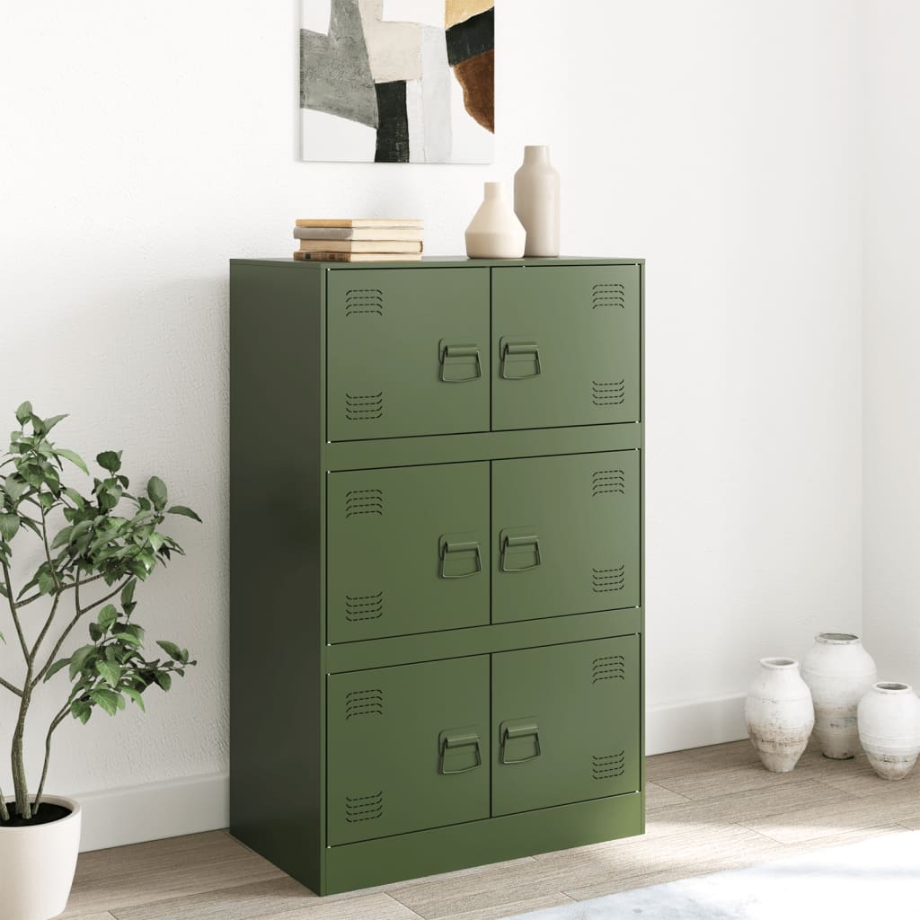 vidaXL Buffet vert olive 67x39x107 cm acier