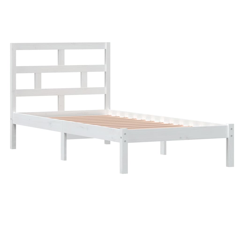 vidaXL Cadre de lit Blanc 90x190 cm Simple Bois massif