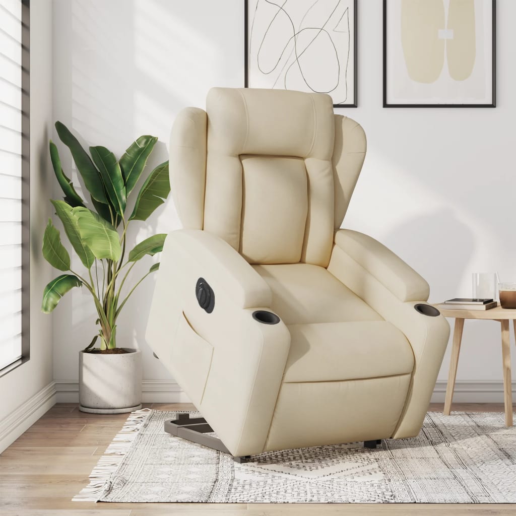 vidaXL Fauteuil inclinable électrique crème tissu