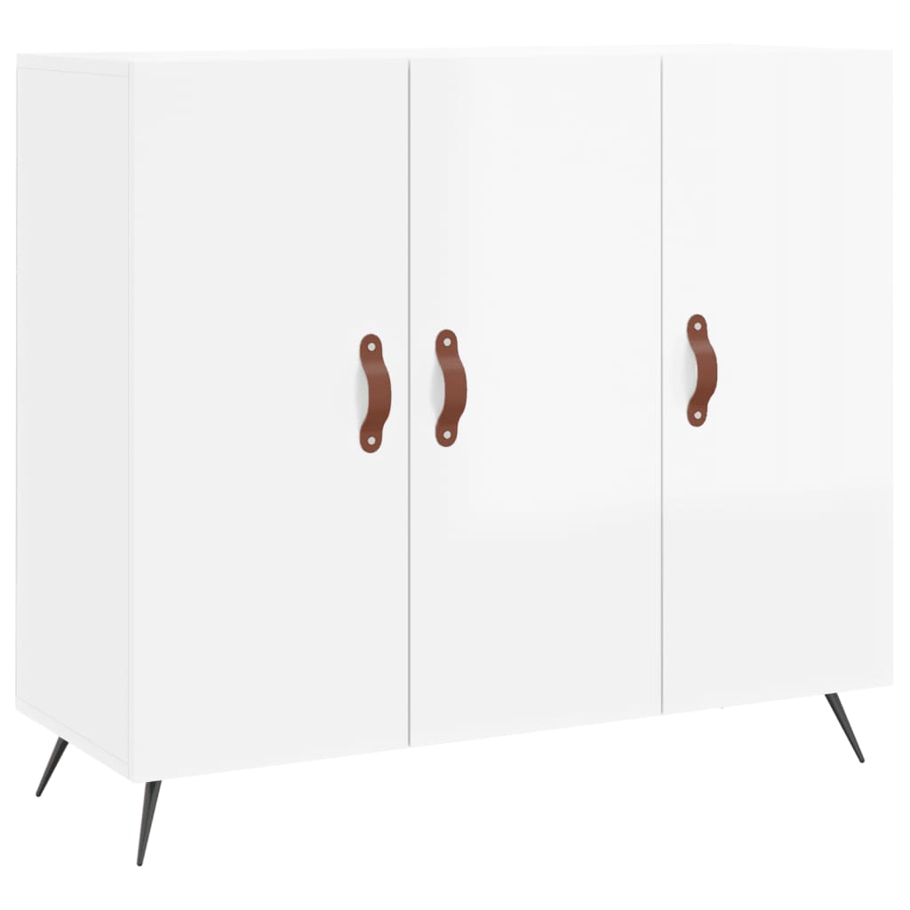 vidaXL Buffet blanc brillant 90x34x80 cm bois d'ingénierie