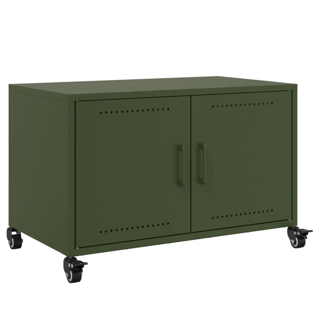 vidaXL Meuble TV vert olive 68x39x43,5 cm acier