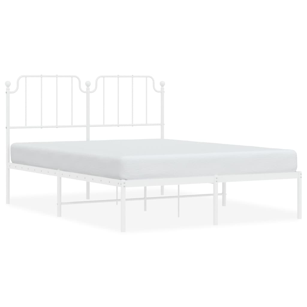 vidaXL Cadre de lit métal sans matelas et tête de lit blanc 150x200 cm