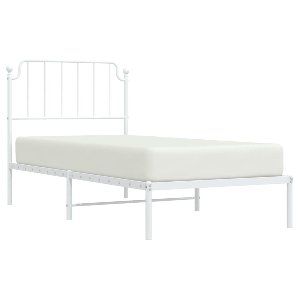 vidaXL Cadre de lit métal sans matelas avec tête de lit blanc 90x190cm