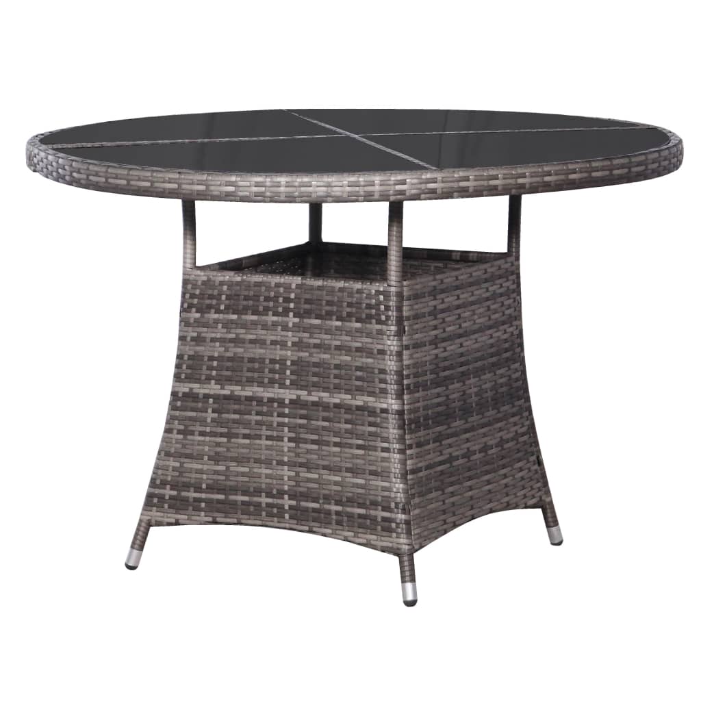 vidaXL Table de jardin gris Ø110x74 cm résine tressée