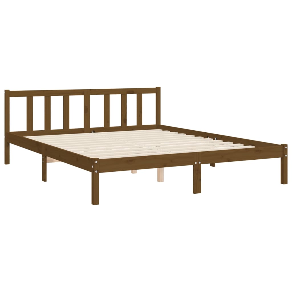 vidaXL Cadre de lit tête de lit marron miel King Size bois massif