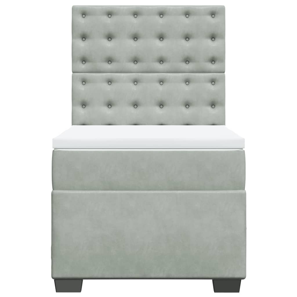 vidaXL Sommier à lattes de lit et matelas Gris clair 90x200 cm Velours