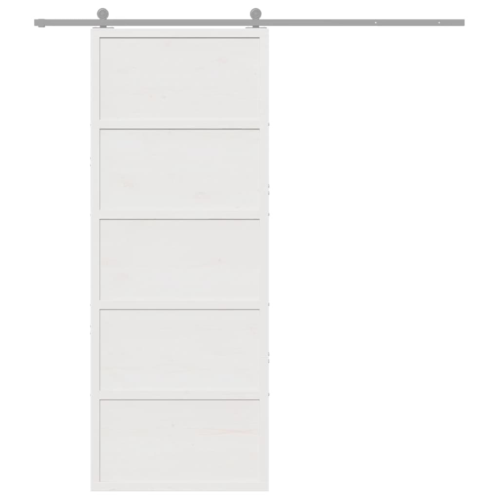 vidaXL Porte de grange blanc 80x208 cm bois massif de pin