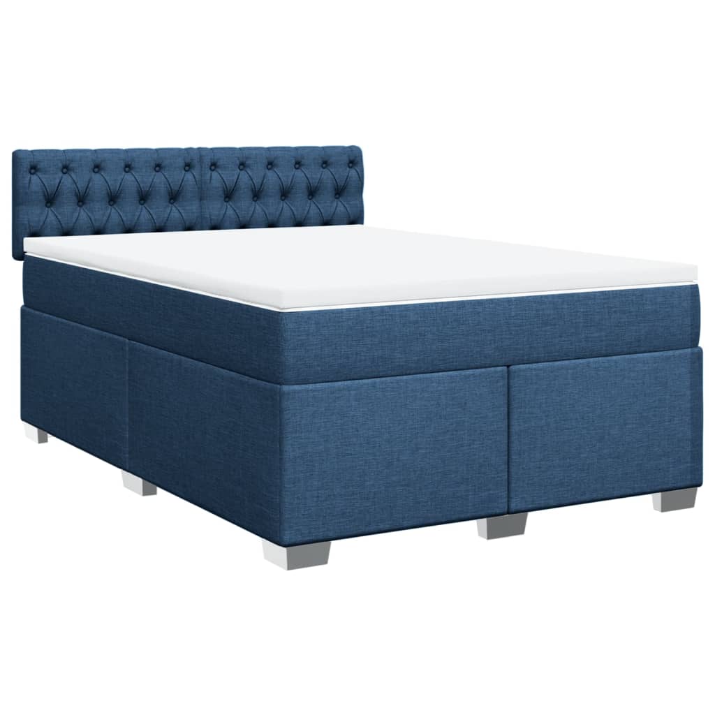 vidaXL Sommier à lattes de lit avec matelas Bleu 160x200 cm Tissu