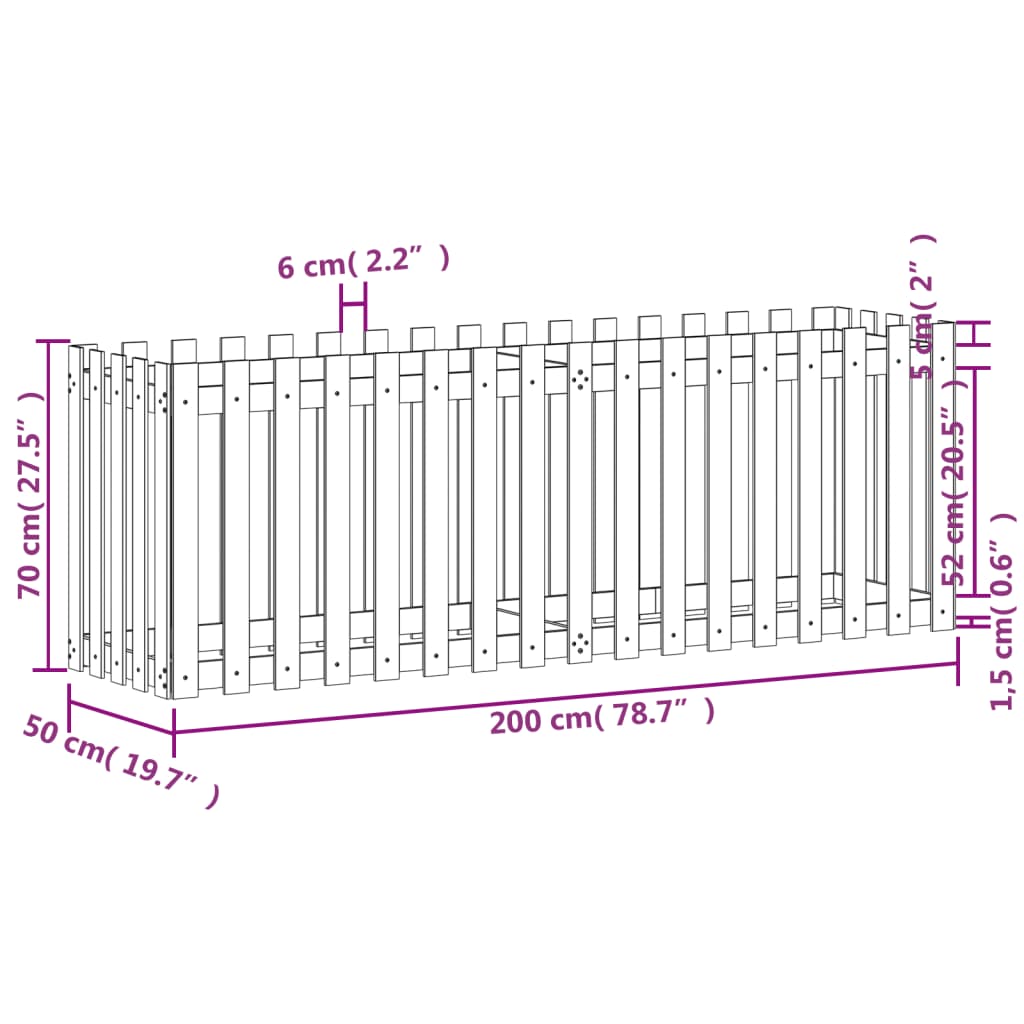 vidaXL Lit surélevé de jardin design de clôture bois de pin imprégné