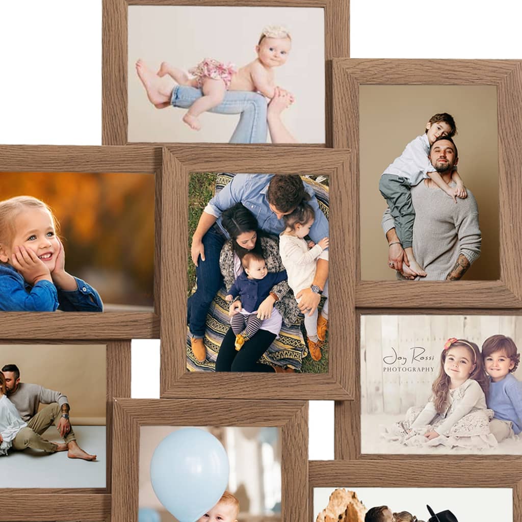 vidaXL Collage de cadres photo de photo 10x(13x18 cm) Marron clair MDF