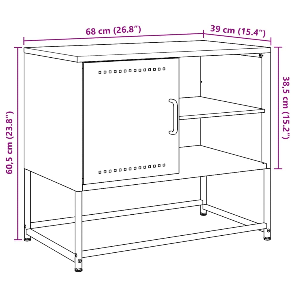 vidaXL Meuble TV jaune moutarde 100,5x39x60,5 cm acier