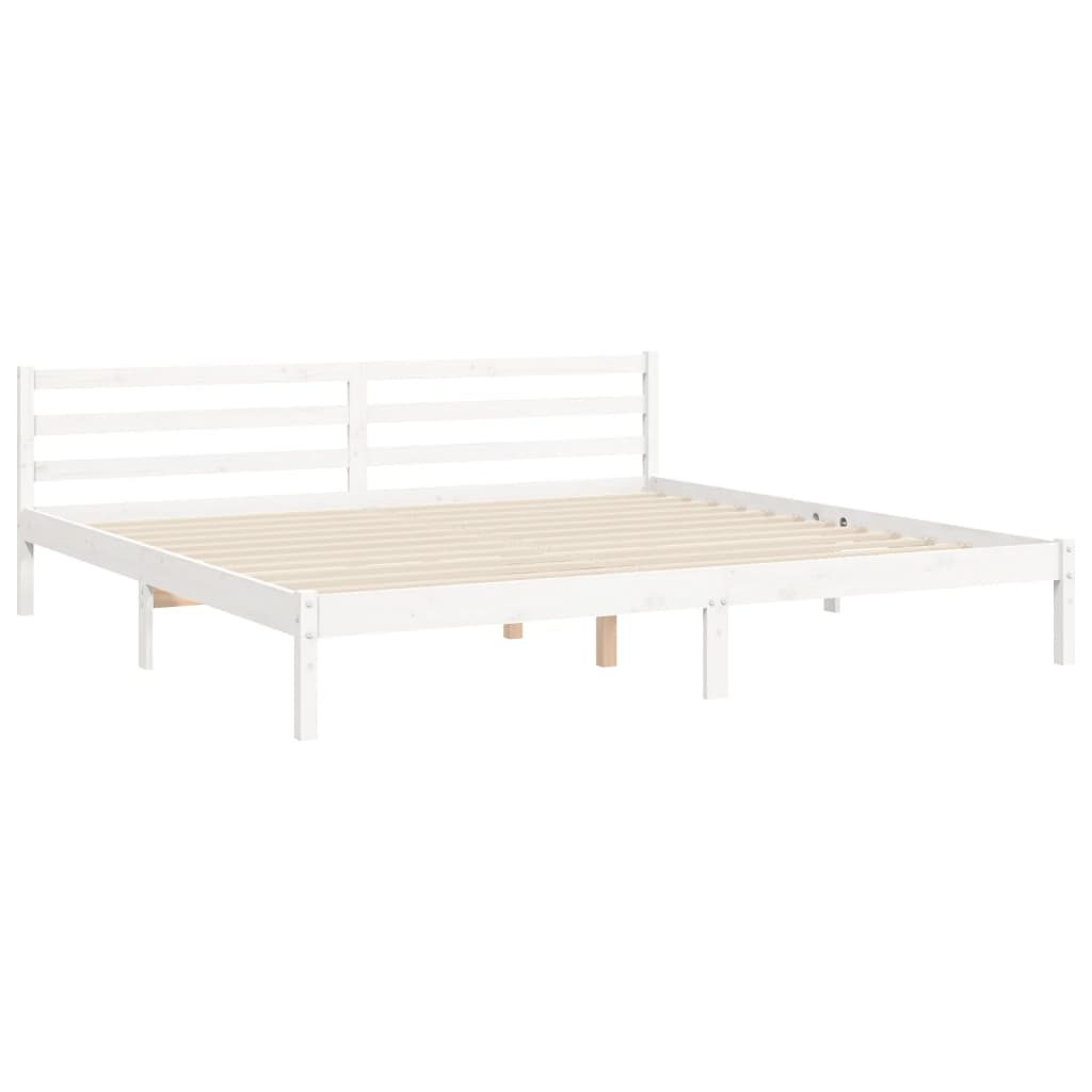 vidaXL Cadre de lit avec tête de lit blanc Super King Size bois massif