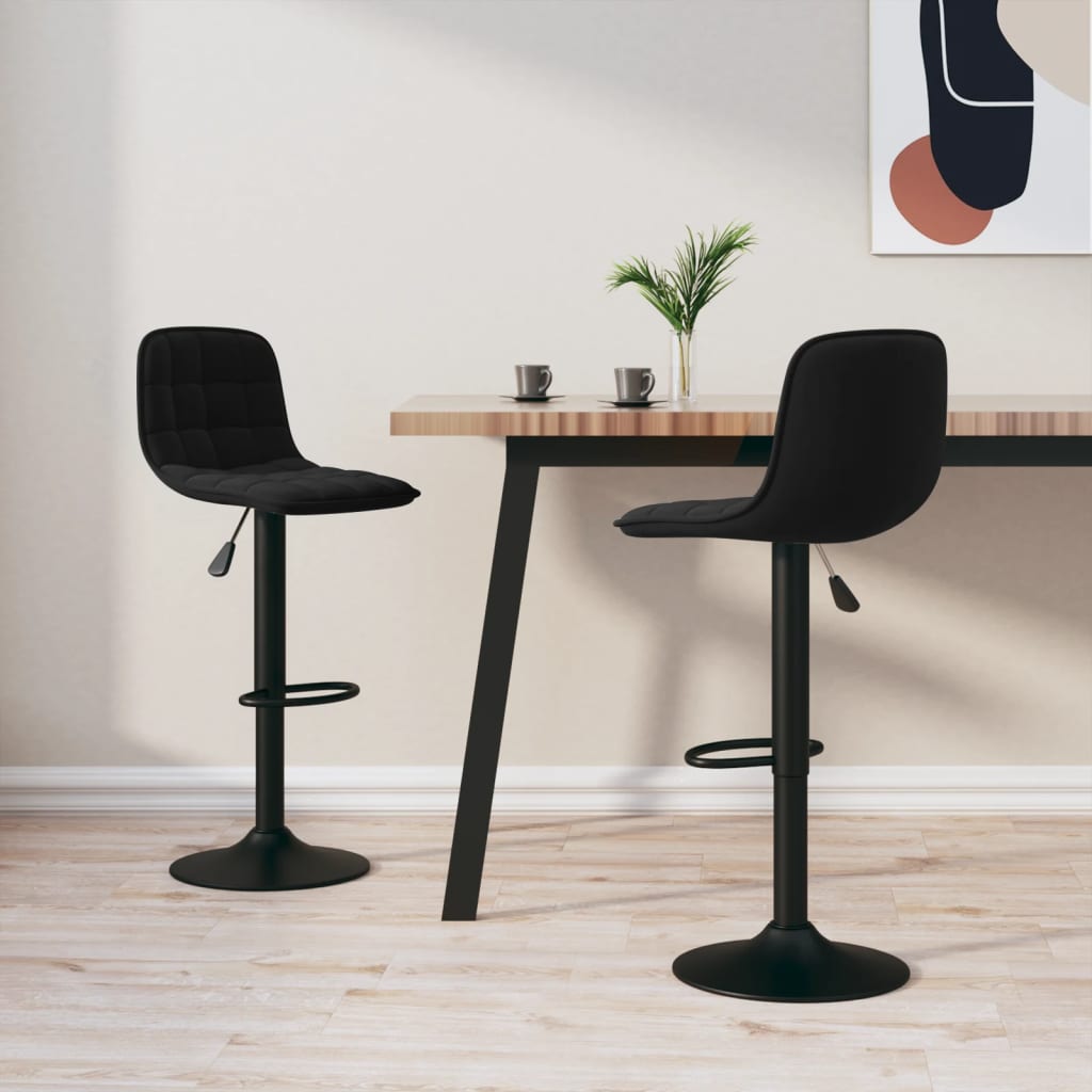 vidaXL Tabourets de bar 2 pcs Noir Velours