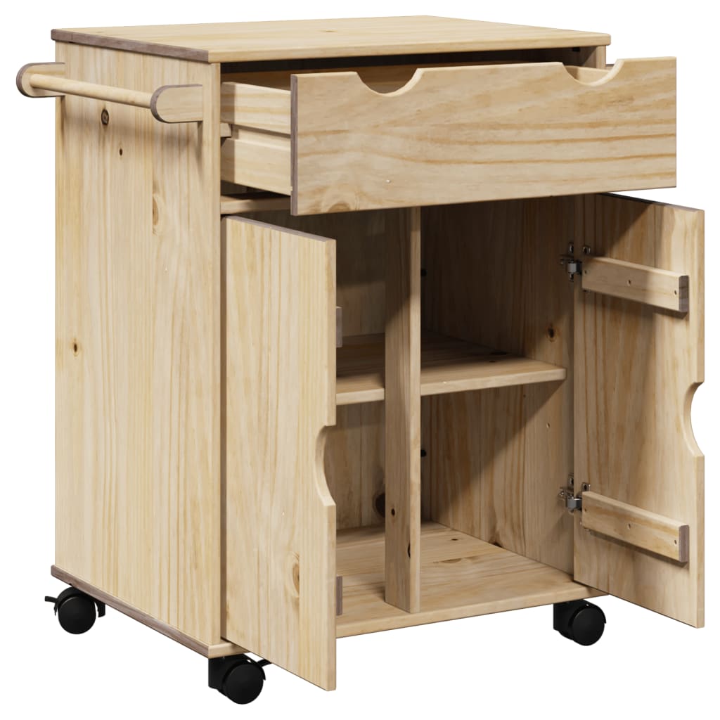 vidaXL Chariot de cuisine OTTA 59x45x80 cm bois massif de pin