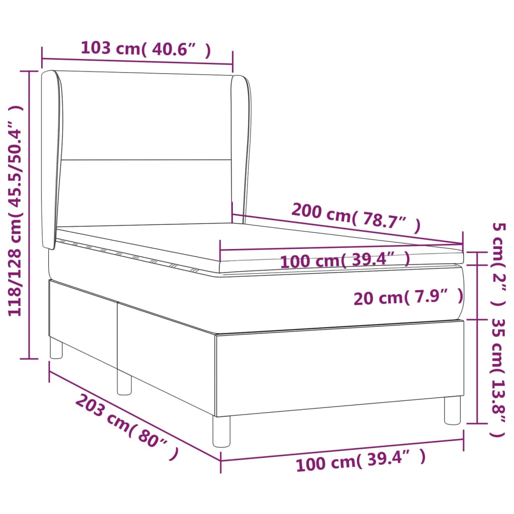 vidaXL Sommier à lattes de lit matelas LED Gris foncé 100x200 cm Tissu