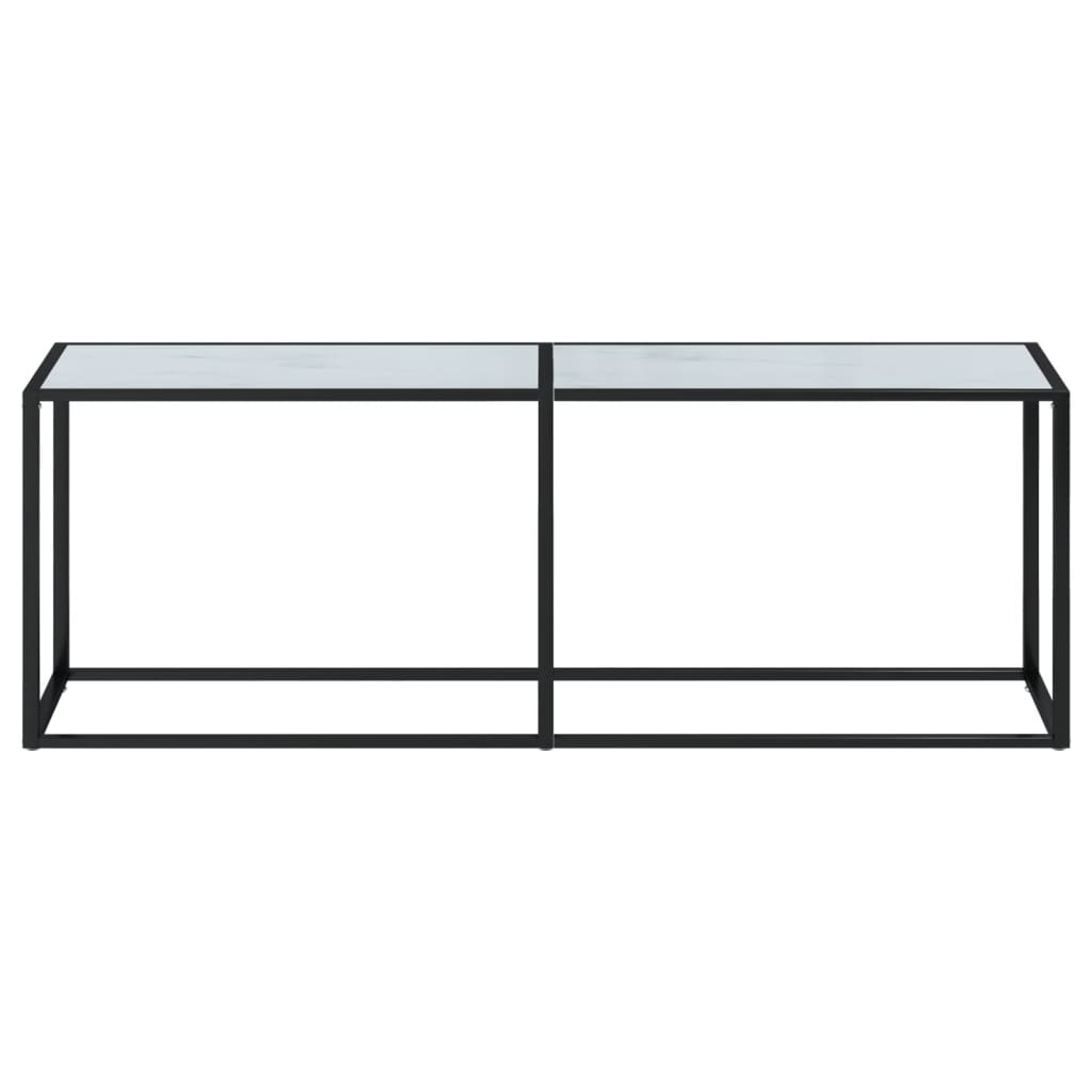 vidaXL Table console Marbre blanc 220x35x75,5 cm Verre trempé