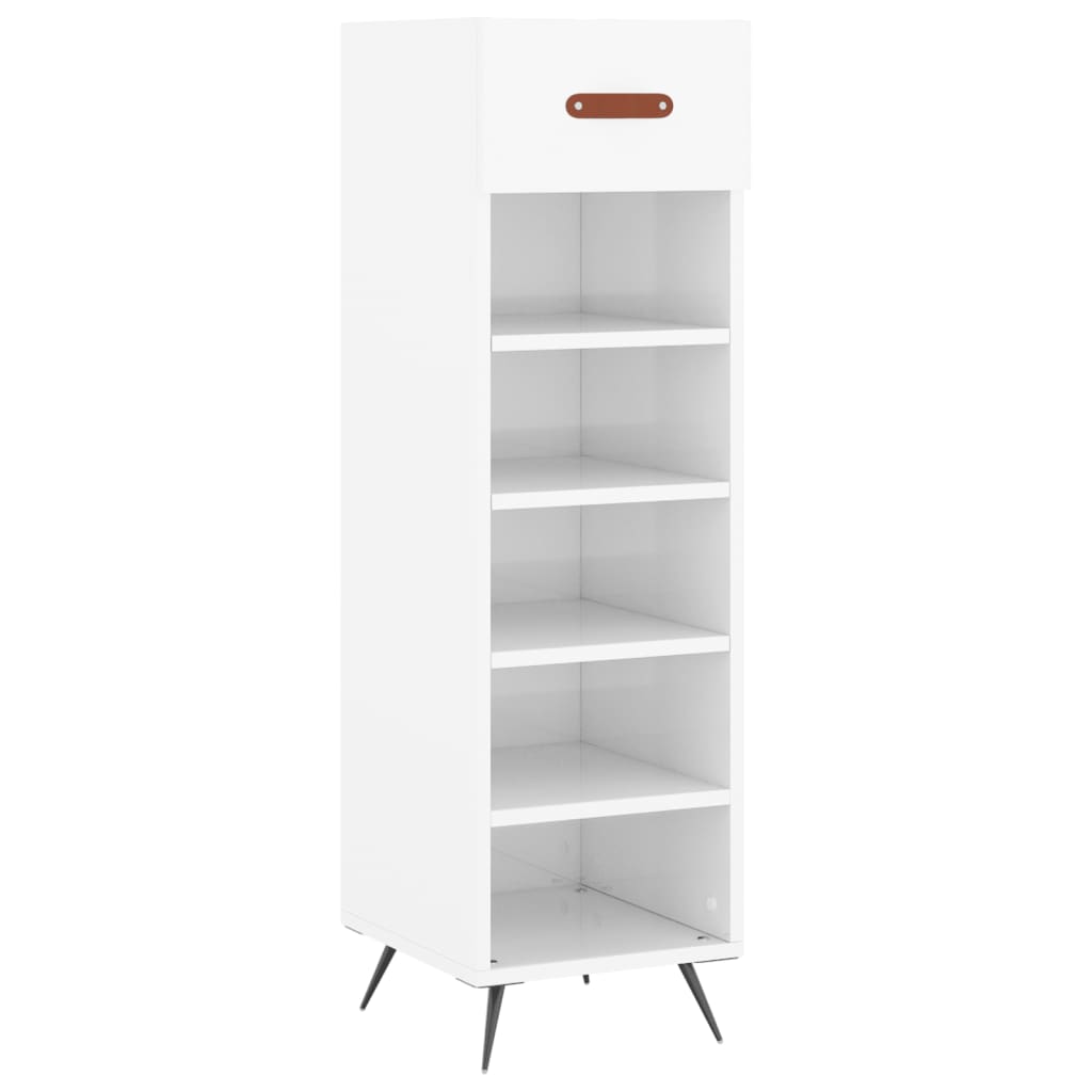 vidaXL Armoire à chaussure Blanc brillant 30x35x105 cm Bois ingénierie