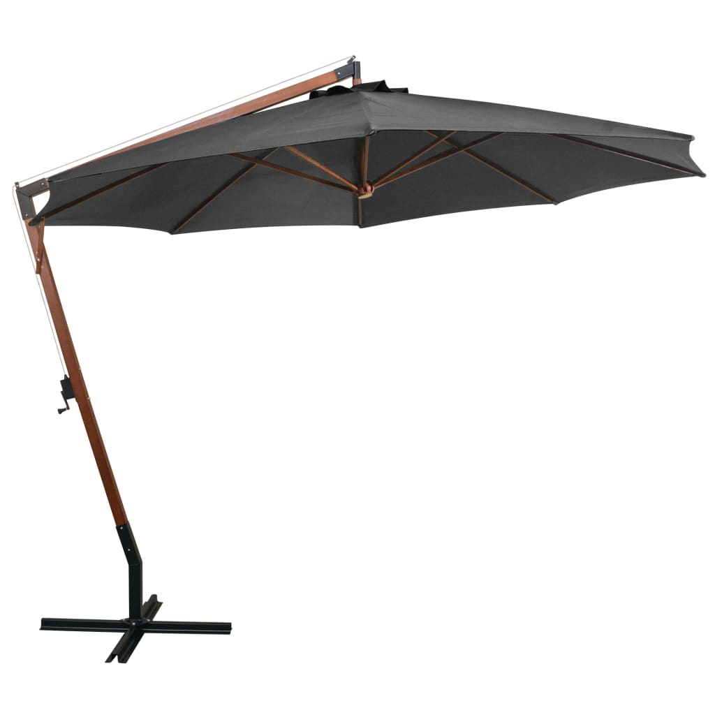 vidaXL Parasol de jardin suspendu avec mât anthracite bois de sapin