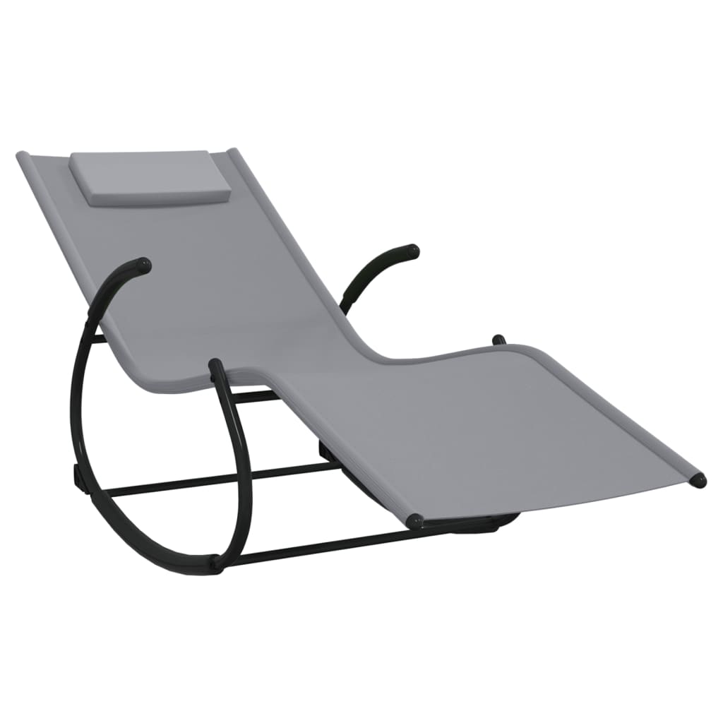 vidaXL Chaises longues à bascule lot de 2 Gris Acier et textilène