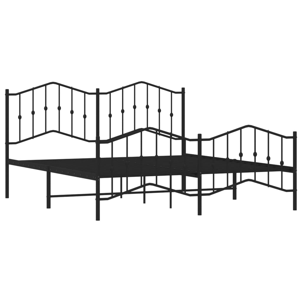 vidaXL Cadre de lit métal sans matelas avec pied de lit noir 183x213cm