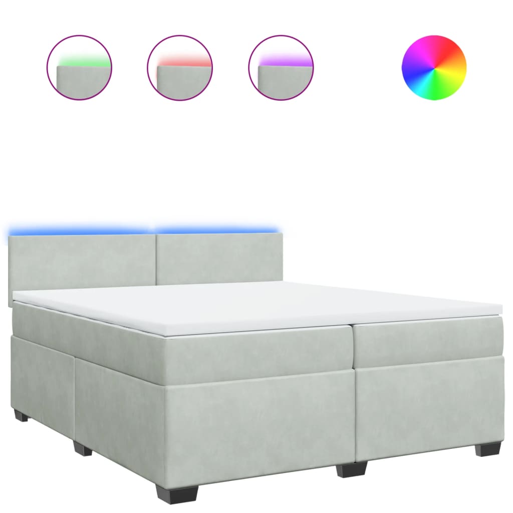 vidaXL Sommier à lattes de lit et matelas Gris clair 200x200cm Velours