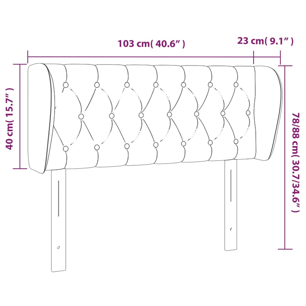 vidaXL Tête de lit avec oreilles Gris clair 103x23x78/88 cm Tissu