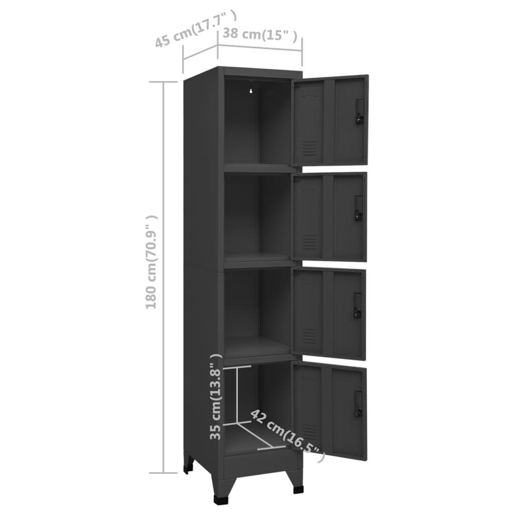 vidaXL Armoire à casiers Anthracite 38x45x180 cm Acier