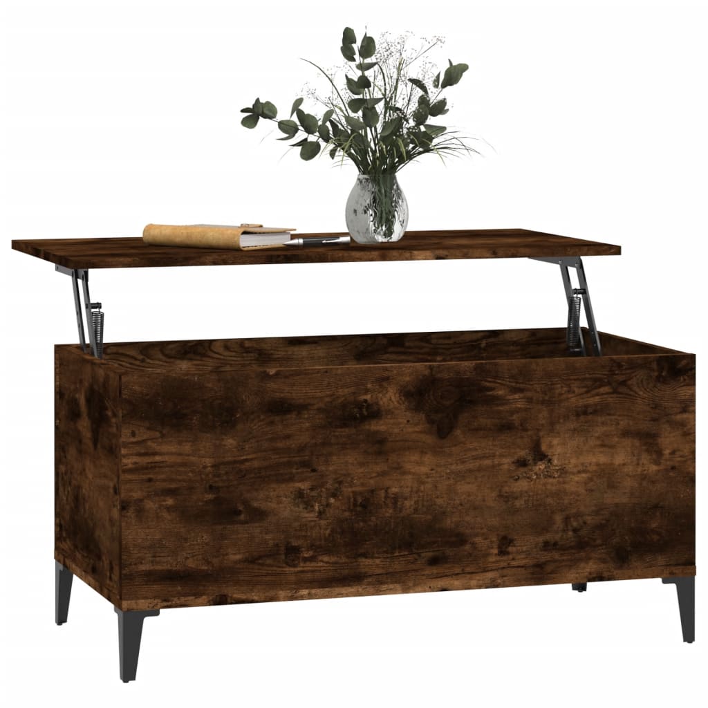 vidaXL Table basse Chêne fumé 90x44,5x45 cm Bois d'ingénierie